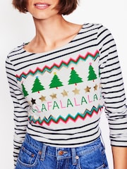 Boden Cream 100% Cotton Ella Long Sleeve Breton T-Shirt - Image 2 of 5
