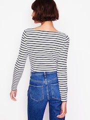 Boden Cream 100% Cotton Ella Long Sleeve Breton T-Shirt - Image 3 of 5