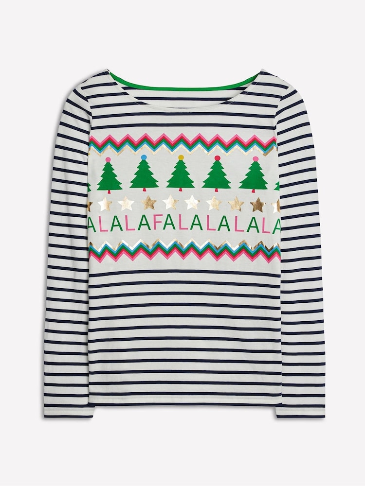 Boden Cream 100% Cotton Ella Long Sleeve Breton T-Shirt - Image 5 of 5