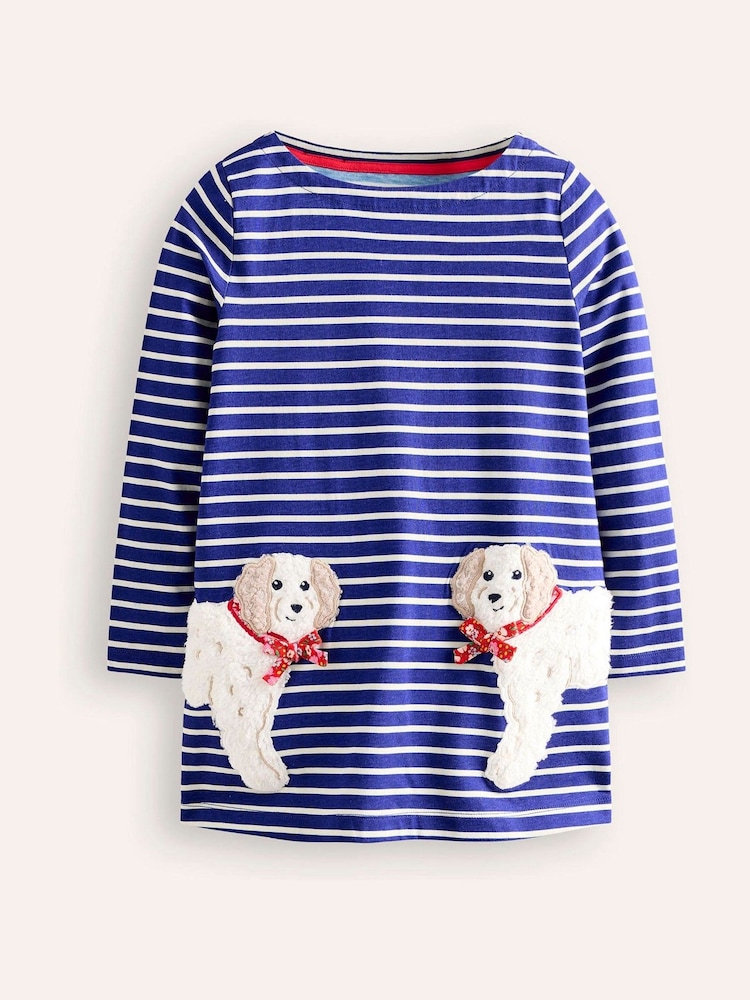 Boden Blue Appliqué Jersey 100% Cotton Tunic - Image 1 of 3