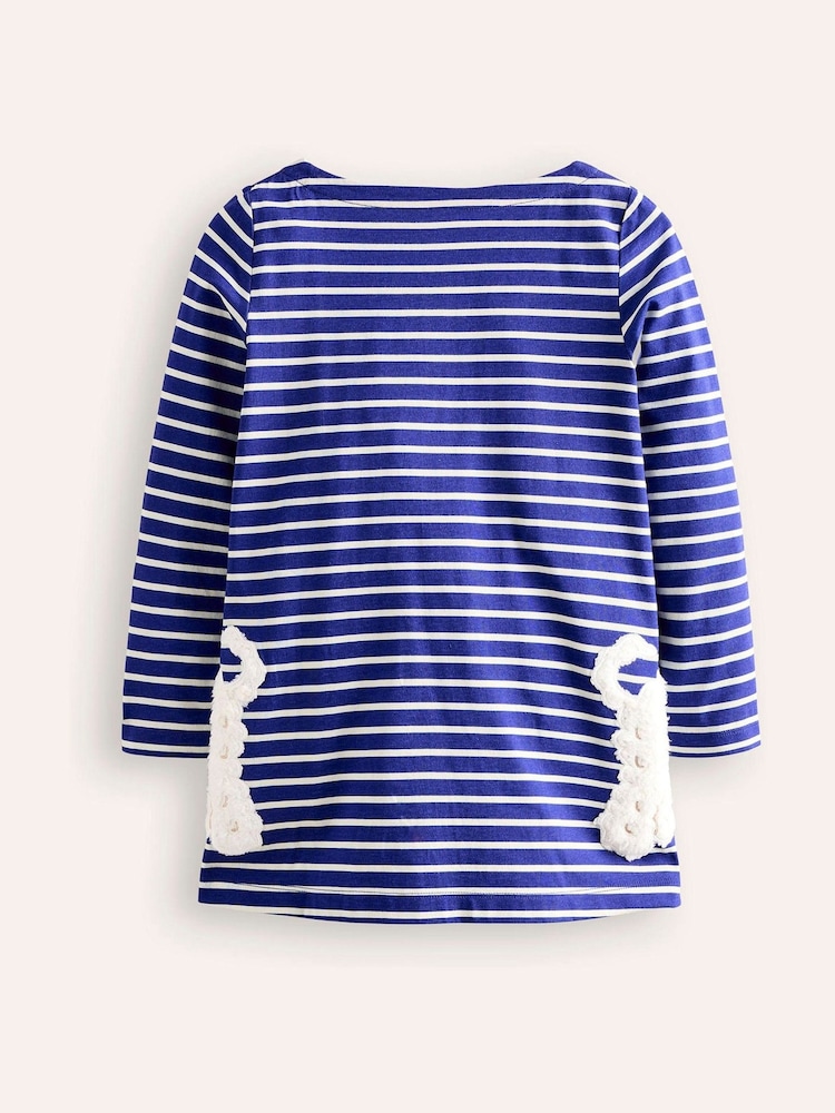Boden Blue Appliqué Jersey 100% Cotton Tunic - Image 2 of 3