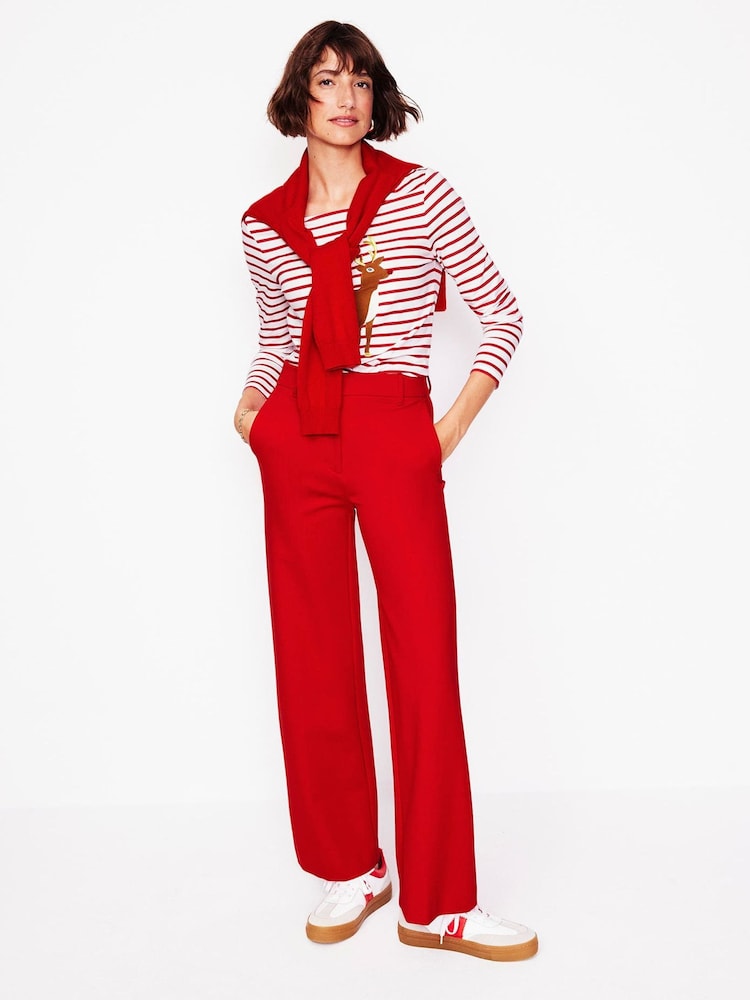 Boden Red Ella Long Sleeve Breton 100% Cotton T-Shirt - Image 1 of 5 Boden Red Ella Long Sleeve Breton 100% Cotton T-Shirt - Image 1 of 5