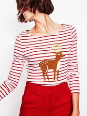 Boden Ella Langarm-T-Shirt aus 100% Baumwolle mit Breton-Streifen - Bild 2 von 5