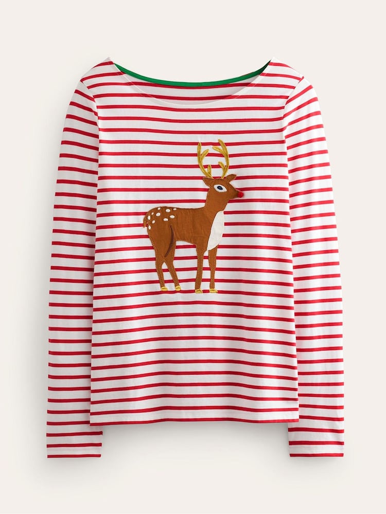 Boden Ella Langarm-T-Shirt aus 100% Baumwolle mit Breton-Streifen - Bild 5 von 5