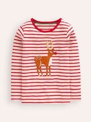 Boden Red/ White Edie Reindeer Festive Fair Isle Pattern Cardigan - Image 1 of 3
