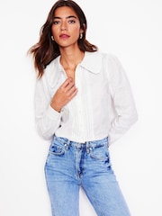 Boden White Embroidery Collar Pretty 100% Cotton Blouse - Image 1 of 5