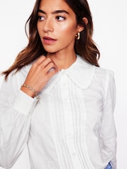 Boden White Embroidery Collar Pretty 100% Cotton Blouse - Image 2 of 5
