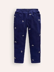 Boden Blue Lined Corduroy Pull-On 100% Cotton Trousers - Image 1 of 3