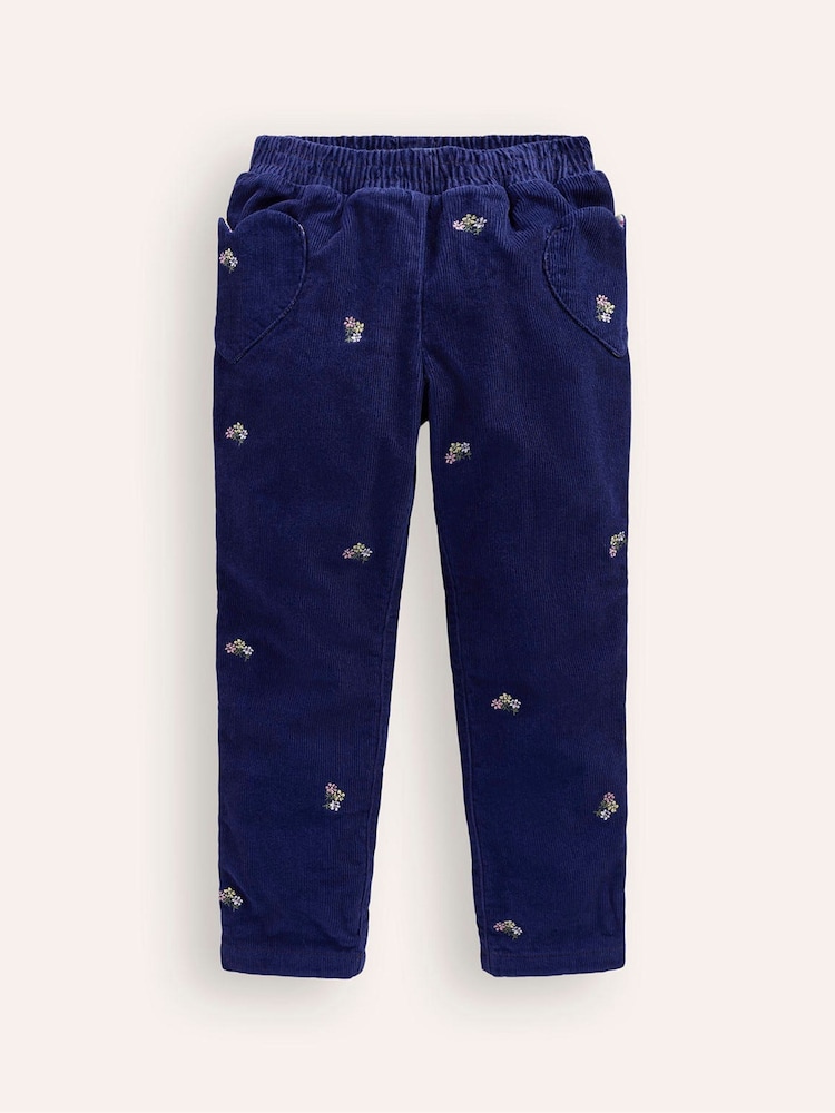 Boden Blue Lined Corduroy Pull-On 100% Cotton Trousers - Image 1 of 3