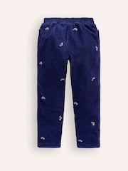 Boden Blue Lined Corduroy Pull-On 100% Cotton Trousers - Image 2 of 3