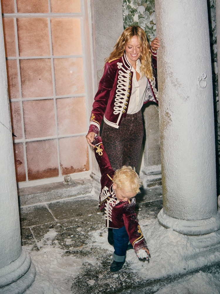 Boden Burgundy Velvet Military Jacket - Image 1 of 6