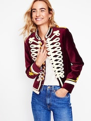 Boden Burgundy Velvet Military Jacket - Image 5 of 6