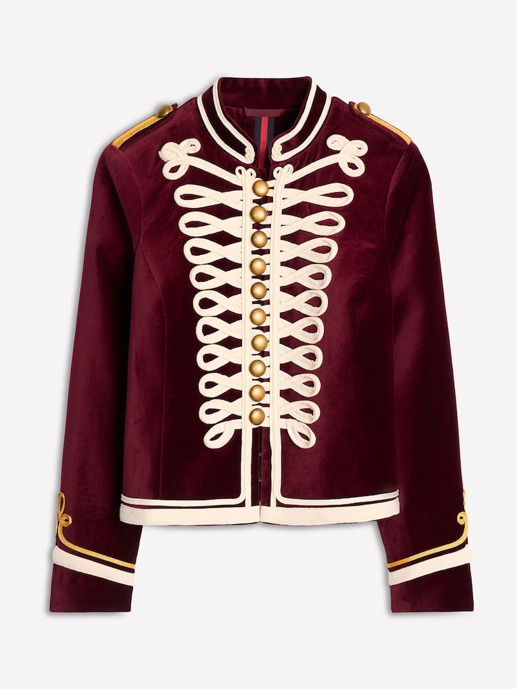 Boden Burgundy Velvet Military Jacket - Image 6 of 6