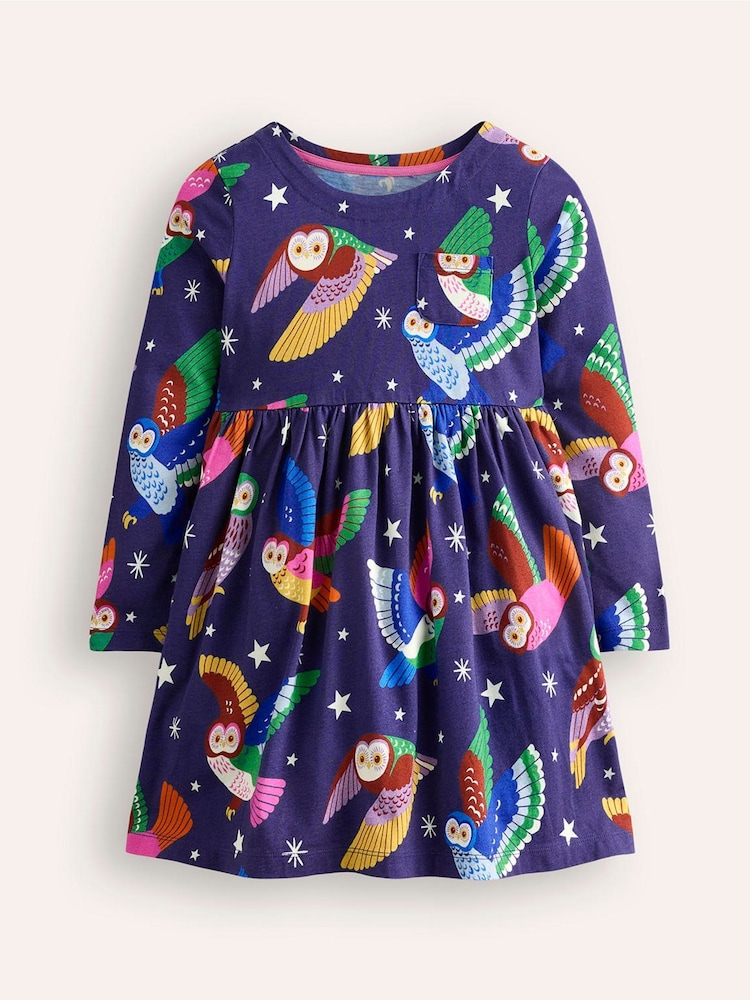 Boden Blue 100% Cotton Long Sleeved Fun Jersey Dress - Image 1 of 4