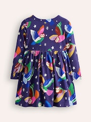Boden Blue 100% Cotton Long Sleeved Fun Jersey Dress - Image 3 of 4