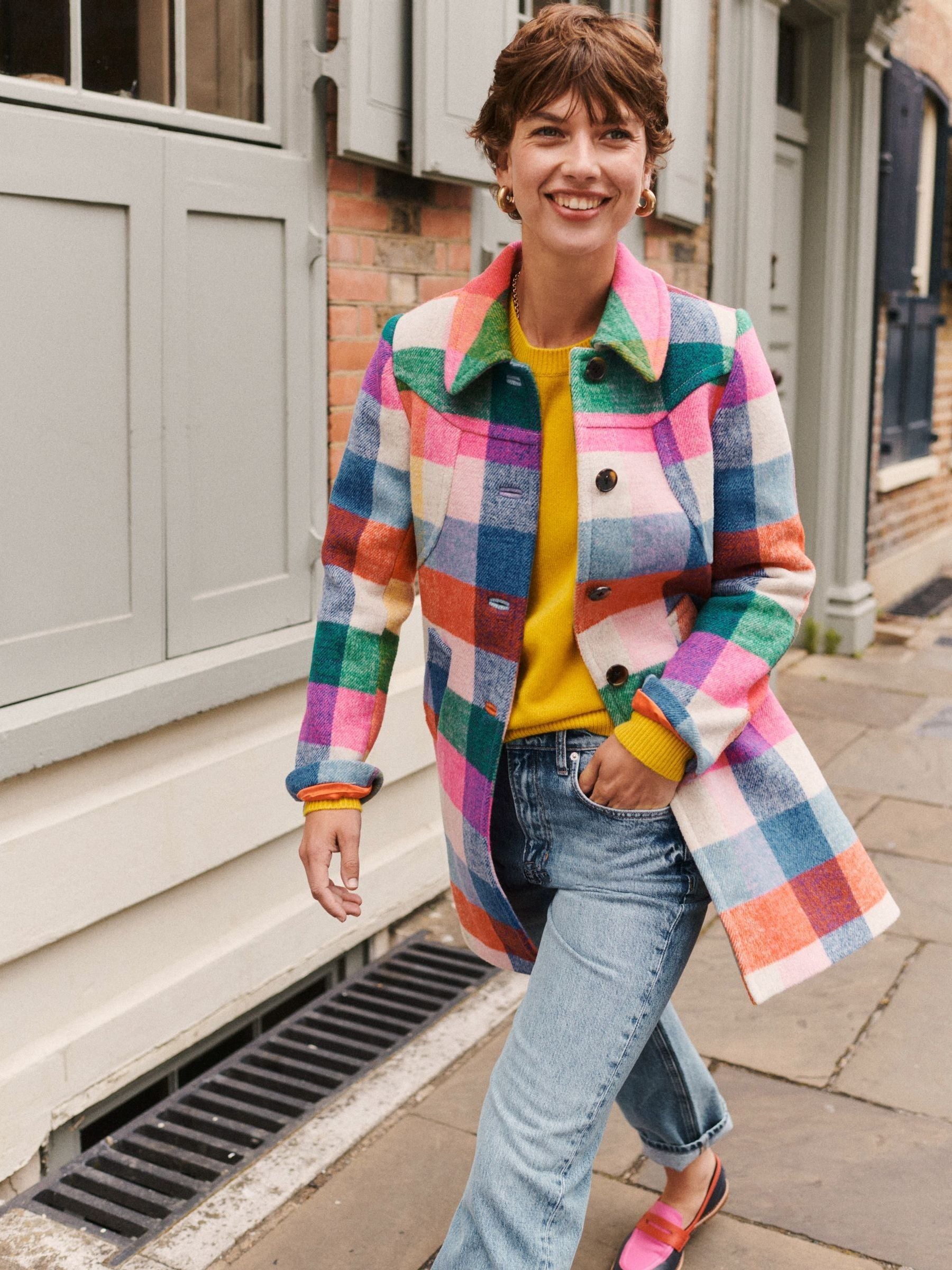 Wool checkered coat top