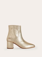 Boden Gold Block Heel Leather Ankle Boots - Image 2 of 4