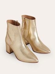 Boden Gold Block Heel Leather Ankle Boots - Image 3 of 4