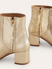 Boden Gold Block Heel Leather Ankle Boots - Image 4 of 4