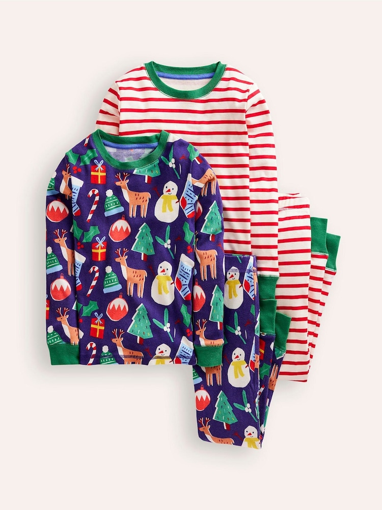 Boden Blue Snug Twin Pack All Christmas Nightwear Pyjamas - Image 1 of 3 Boden Blue Snug Twin Pack All Christmas Nightwear Pyjamas - Image 1 of 3