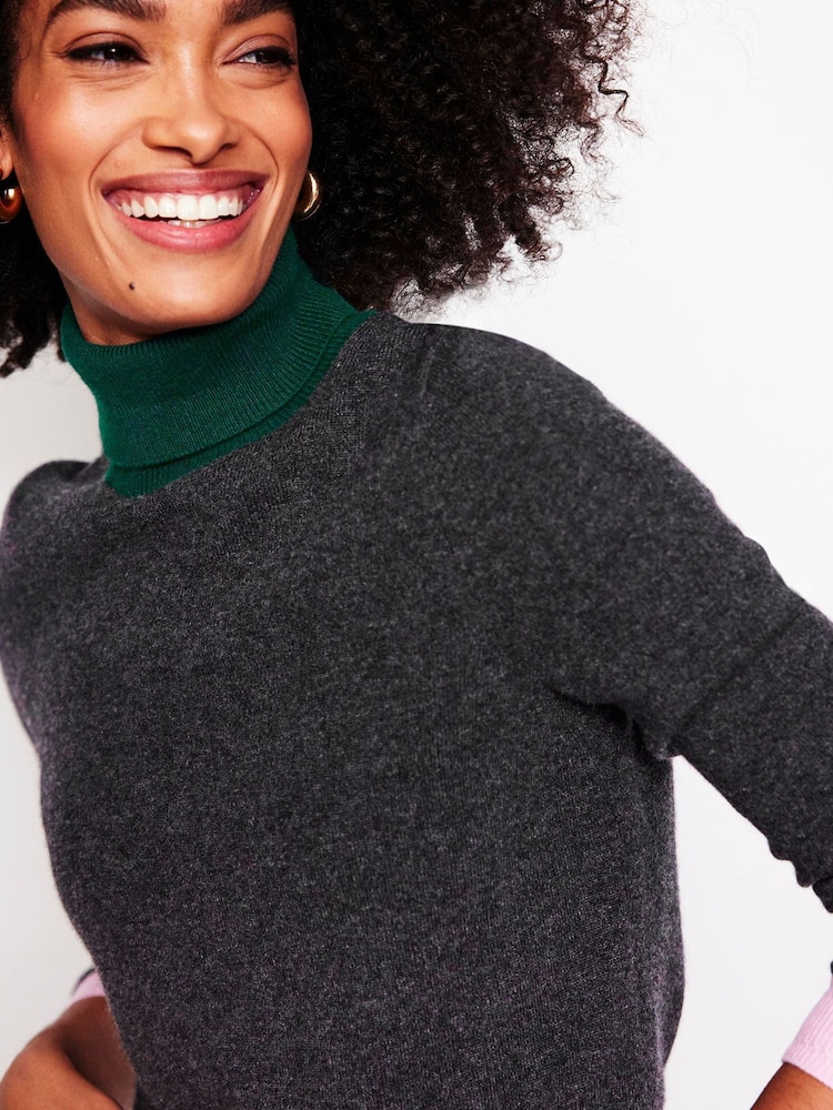 Boden Grey Eva Cashmere Roll Neck Jumper - Image 2 of 6