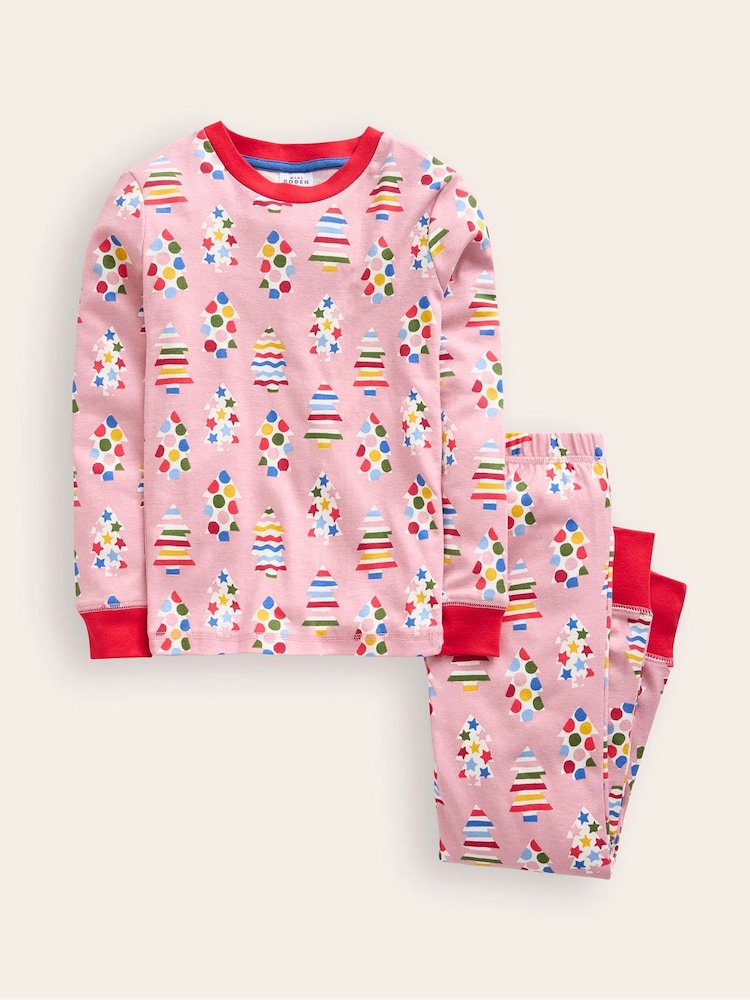 Boden Pink 100% Cotton Snug Glow-In-The-Dark Christmas Pyjamas - Image 1 of 3 Boden Pink 100% Cotton Snug Glow-In-The-Dark Christmas Pyjamas - Image 1 of 3