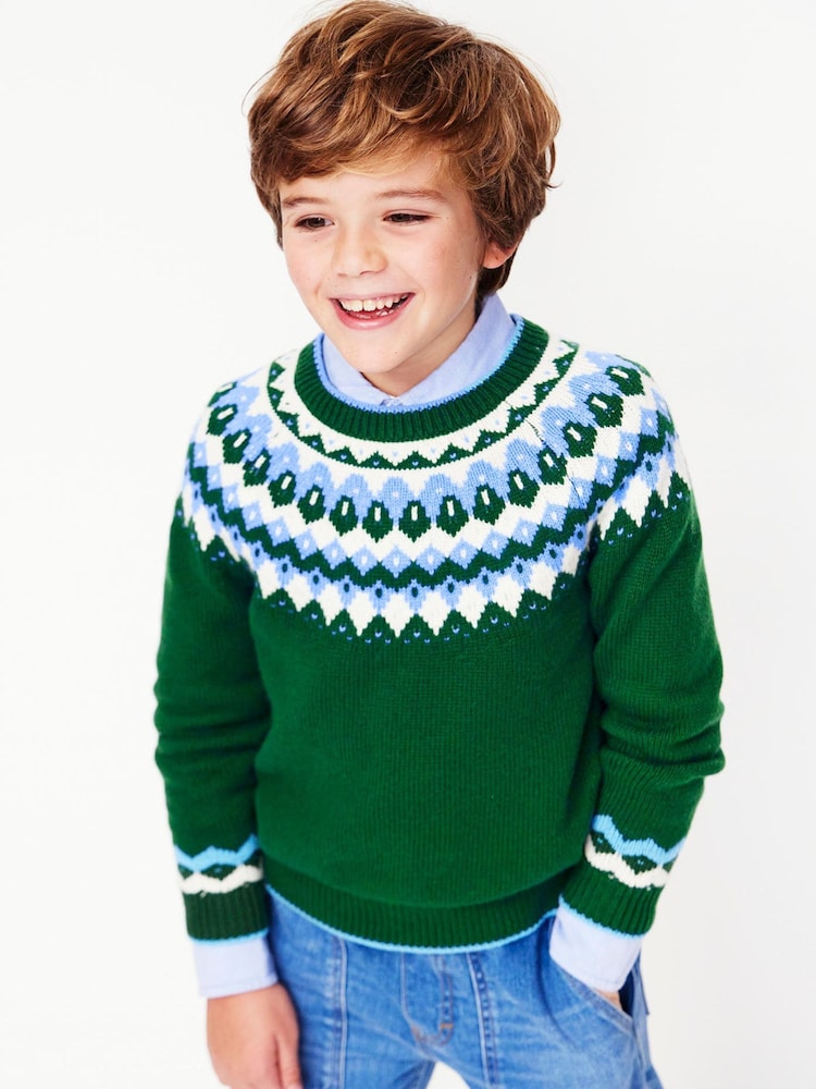 Boden Green Fair Isle Pattern Jumper - Image 1 of 5