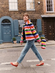 Boden Pink Stripe Faux Fur Bag - Image 2 of 5