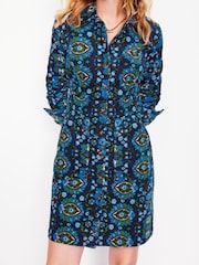 Boden Blue Flora Cord Shirt Dress - Image 3 of 6