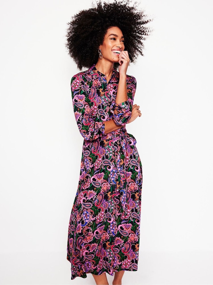 Boden Blue Marcia Jersey Midi Shirt Dress - Image 1 of 6