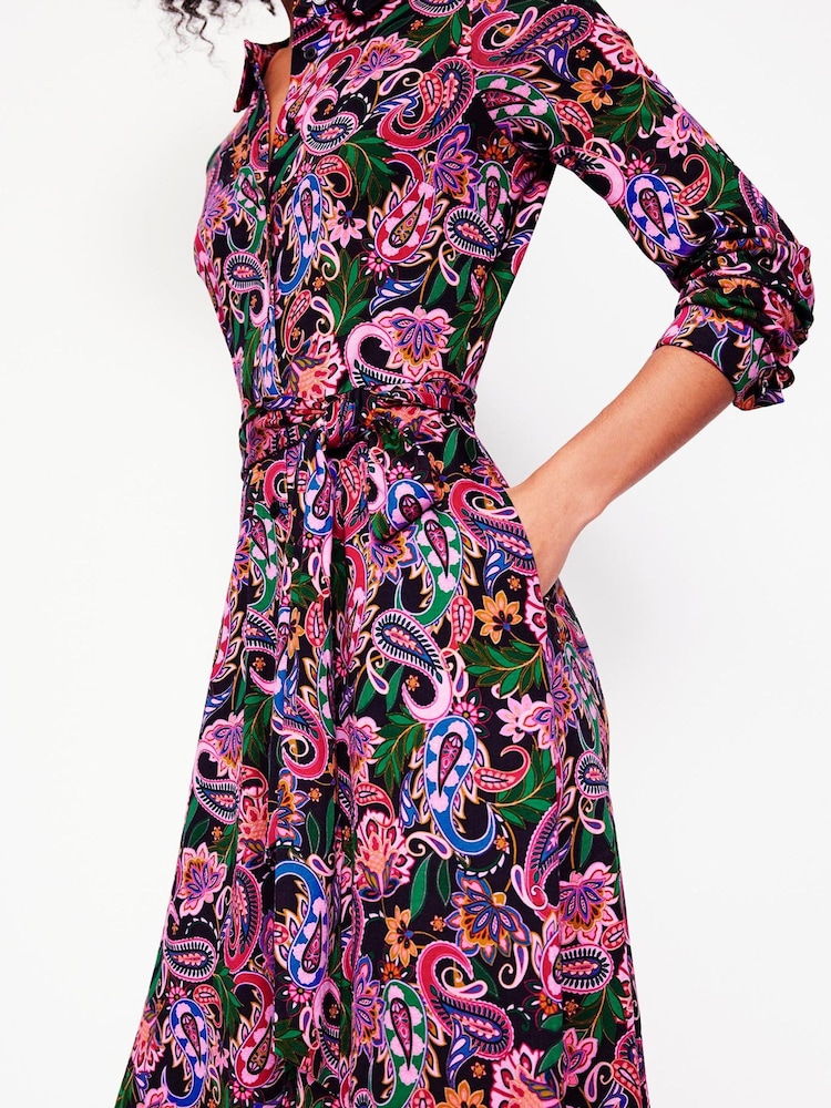 Boden Blue Marcia Jersey Midi Shirt Dress - Image 2 of 6