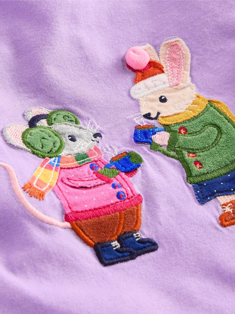Boden Purple 100% Cotton Appliqué Long Sleeve Top - Image 3 of 3 Boden Purple 100% Cotton Appliqué Long Sleeve Top - Image 3 of 3