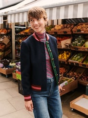Boden Blue Boiled Wool Bomber Jacket - Image 1 of 6