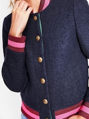 Boden Blue Boiled Wool Bomber Jacket - Image 3 of 6