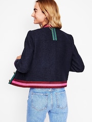 Boden Blue Boiled Wool Bomber Jacket - Image 4 of 6
