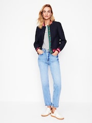 Boden Blue Boiled Wool Bomber Jacket - Image 5 of 6