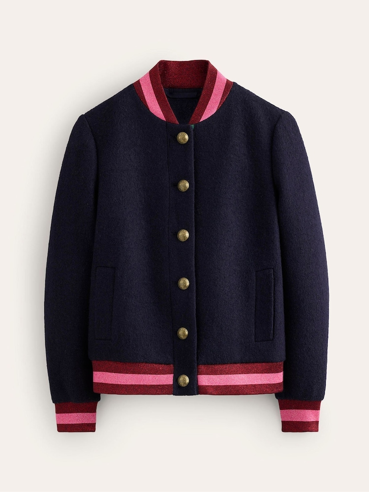 Boden Blue Boiled Wool Bomber Jacket - Image 6 of 6
