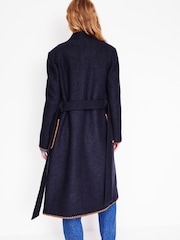 Boden Blue Blanket Stitch Wrap Coat - Image 4 of 6