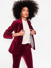 Boden Red Marylebone Velvet Blazer - Image 2 of 6