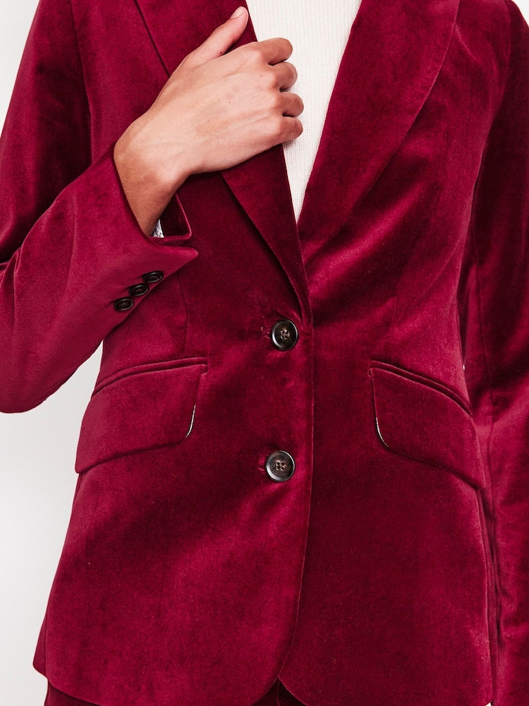 Boden Red Marylebone Velvet Blazer - Image 3 of 6