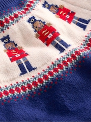 Boden Blue Fairisle Pattern Nutcracker Christmas Jumper - Image 3 of 3