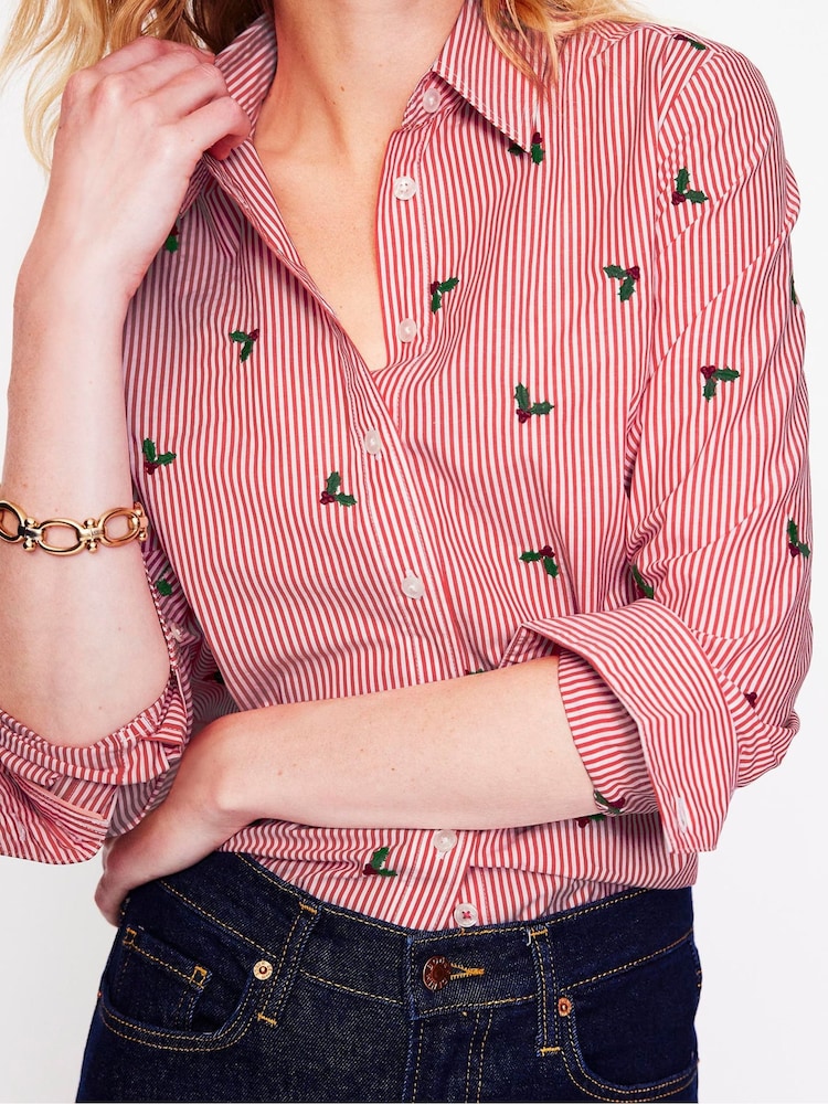 Boden Red Sienna Embroidered Shirt - Image 2 of 5 Boden Red Sienna Embroidered Shirt - Image 2 of 5