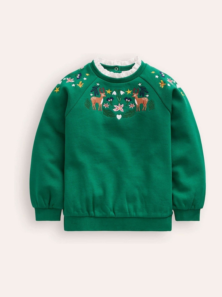 Boden Green Embroidered Sweatshirt - Image 1 of 3 Boden Green Embroidered Sweatshirt - Image 1 of 3