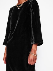 Boden Black Velvet Long Sleeve Shift Dress - Image 2 of 3
