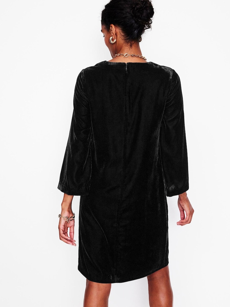 Boden Black Velvet Long Sleeve Shift Dress - Image 3 of 3