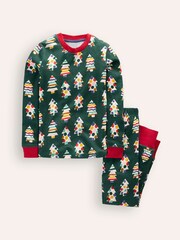 Boden Green 100% Cotton Snug Glow-In-The-Dark Christmas Pyjamas - Image 1 of 3