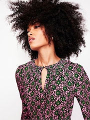 Boden Pink Smock Tiered Jersey Midi Dress - Image 2 of 5