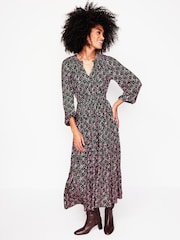 Boden Pink Smock Tiered Jersey Midi Dress - Image 4 of 5