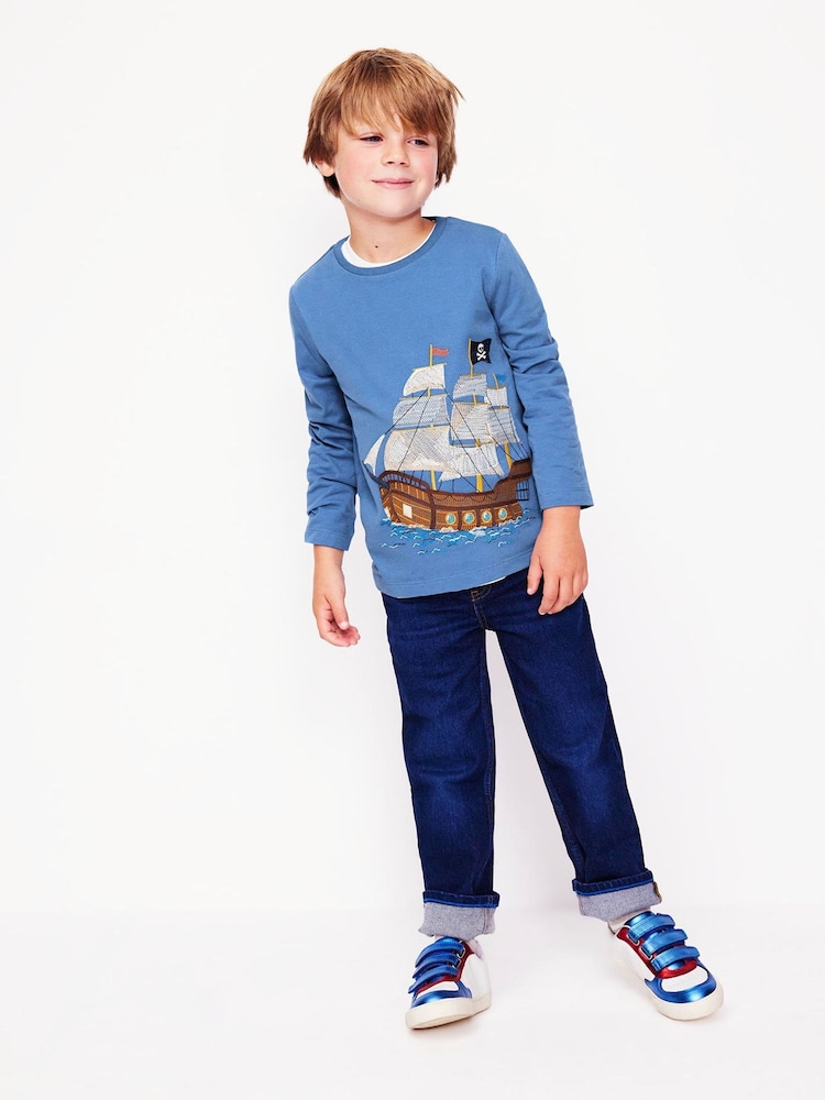 Boden Blue Superstitch 100% Cotton T-Shirt - Image 1 of 4 Boden Blue Superstitch 100% Cotton T-Shirt - Image 1 of 4