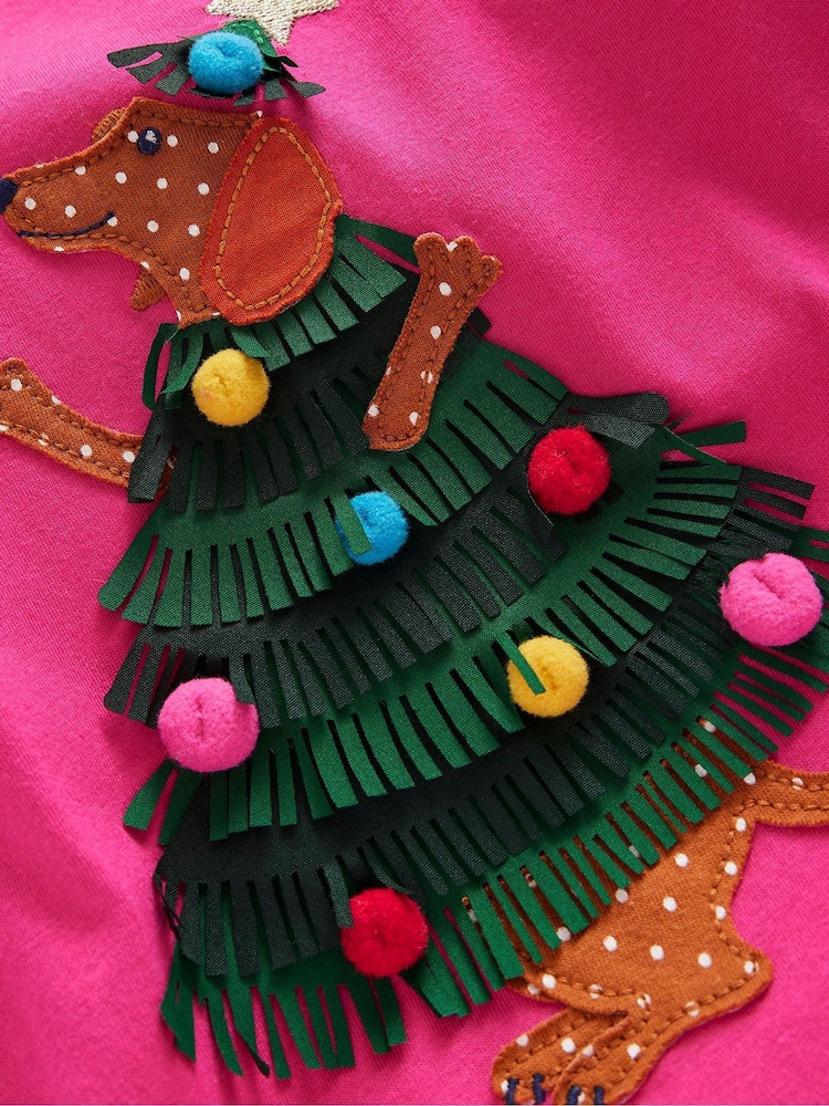 Boden Pink Appliqué Long Sleeve Christmas 100% Cotton Top - Image 2 of 2 Boden Pink Appliqué Long Sleeve Christmas 100% Cotton Top - Image 2 of 2